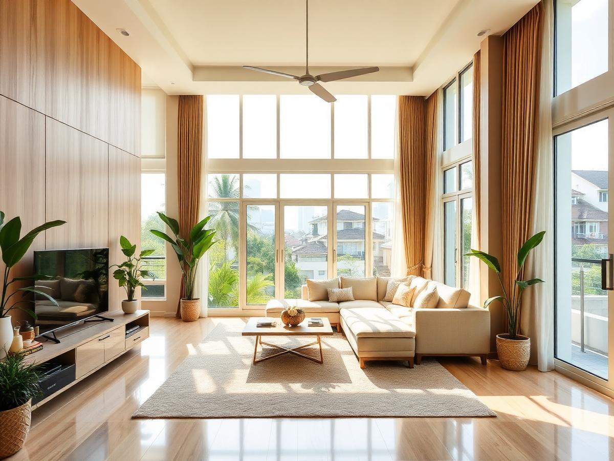 Spacious double-storey HDB maisonette with high ceiling and large windows